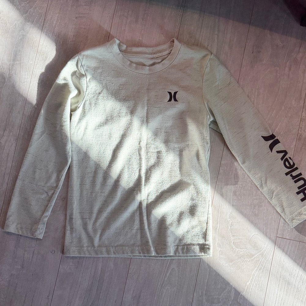 Hurley Off-White Long Sleeve Tee with Black Logo